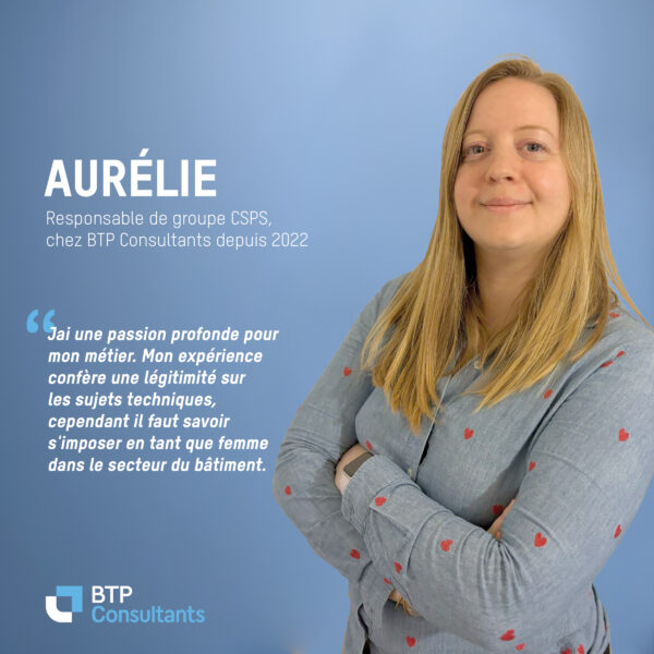 collaboratrice Aurélie qui a rejoint l'entreprise BTP Consultants en 2022